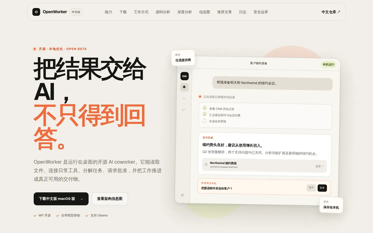 OpenWorker 中文站 网站截图